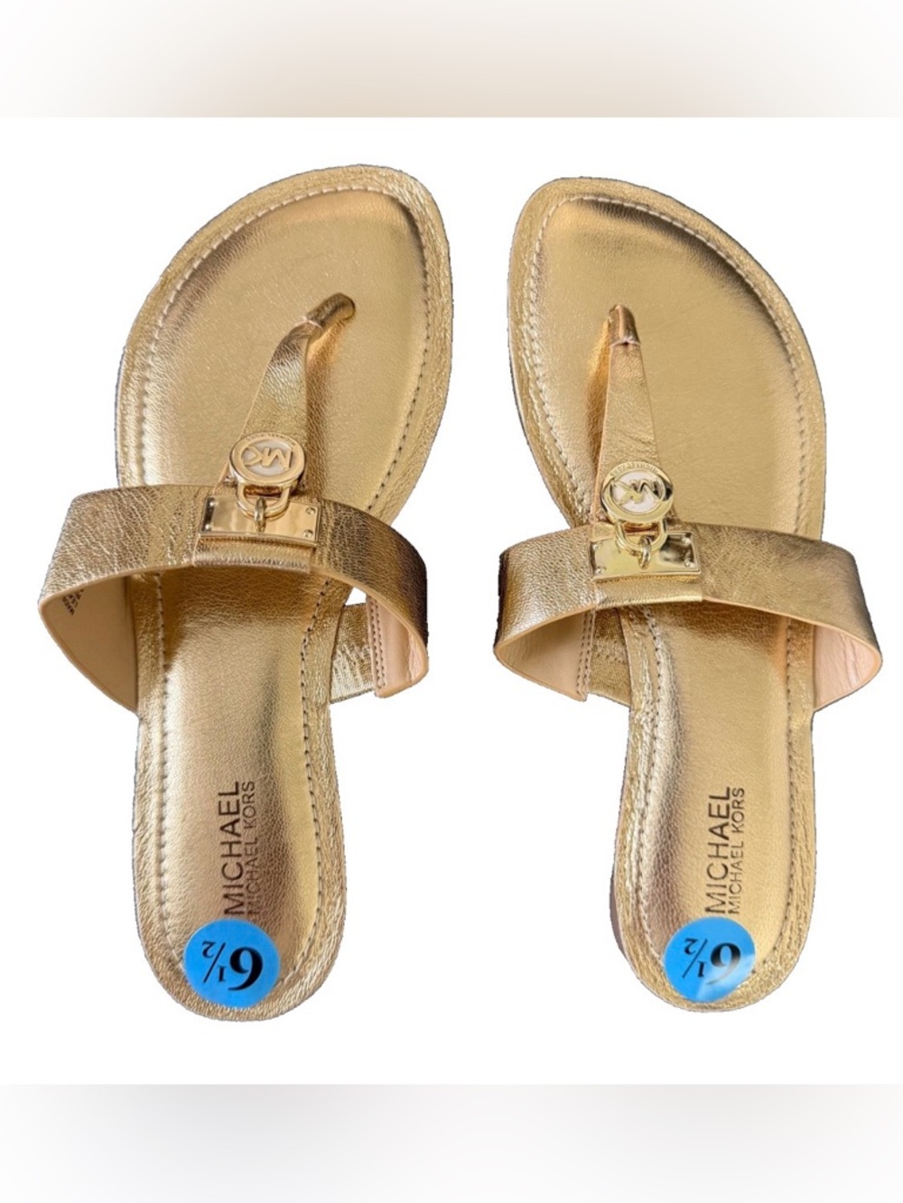 Michael Kors Metallic Gold LeatherThong Sandals